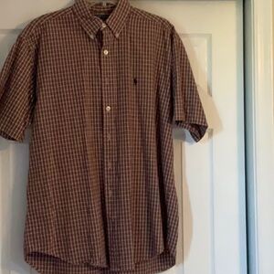 Ralph Lauren Sport men’s button down short sleeve shirt, size large, red plaid